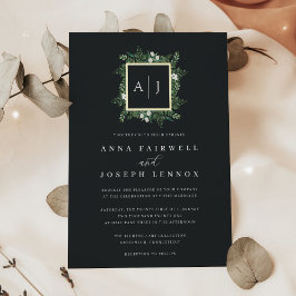Invitation En Aluminium Monogramme de serre | Mariage botanique vert