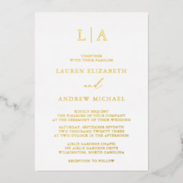 Invitation En Aluminium Monogramme d'huile d'or Minimaliste initial Mariag