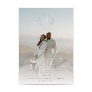 Invitation En Aluminium Monogramme diamant et Mariage photo