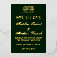 Monogramme Elegant Dark Green & Gold Enregistrer l