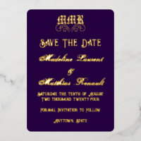 Monogramme Elegant Dark Purple & Gold Enregistrer 