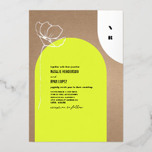 Invitation En Aluminium Monogramme floral néon Arc