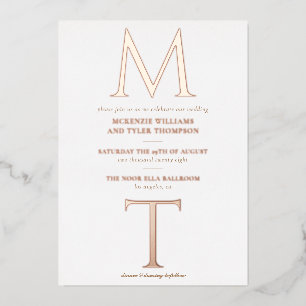 Invitation En Aluminium Monogramme moderne Gras Initiales Rose Or