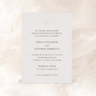 Invitation En Aluminium Monogramme noir et blanc intemporel pour un mariag