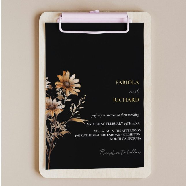 Invitation En Aluminium Monogramme photo Fleur sauvage Mariage (Créateur téléchargé)