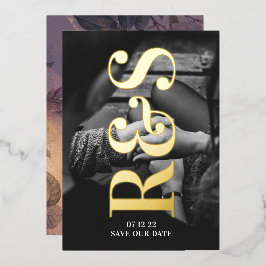 Invitation En Aluminium Monogramme Purple Fall Enregistrer La Date