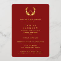 Monogramme rouge + Laurel Wreath Graduation