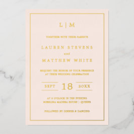 Invitation En Aluminium Monographie rose pâle simple Mariage élégant