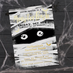 Invitation En Aluminium Monster Bash Soirée Halloween de la Momie en Noi