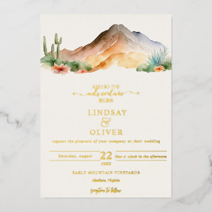 Invitation En Aluminium Montagnes Rustiques   Mariage dans le Désert