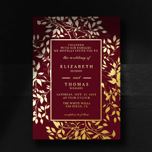 Invitation En Aluminium Moody Forest Botanical Gold Mariage classique mode