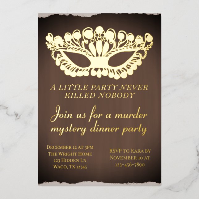 Invitation En Aluminium Moody Murder Mystery Diner Party (Recto)