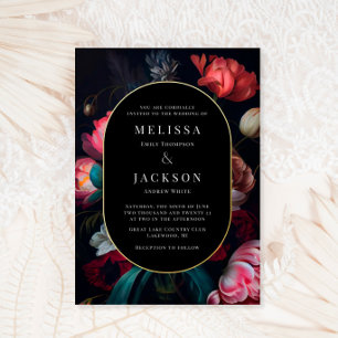 Invitation En Aluminium Moody Peony Floral Mariage Round