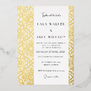 Invitation En Aluminium Motif de carreaux italiens (rond-points rétro)