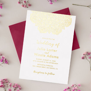 Invitation En Aluminium Motif de mandala géométrique classique pour mariag
