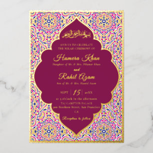 Invitation En Aluminium Motif géométrique turc Motif de mariage islamique