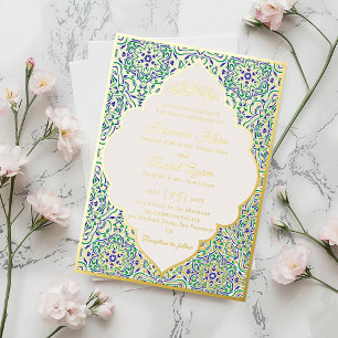 Invitation En Aluminium Motif géométrique turc pour mariage islamique 