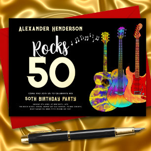 Invitation En Aluminium Musique de fête pour 50 ans ça déchire 50 tubes d'