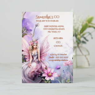 Invitation En Aluminium Mythique aquarelle fée princesse rose floral