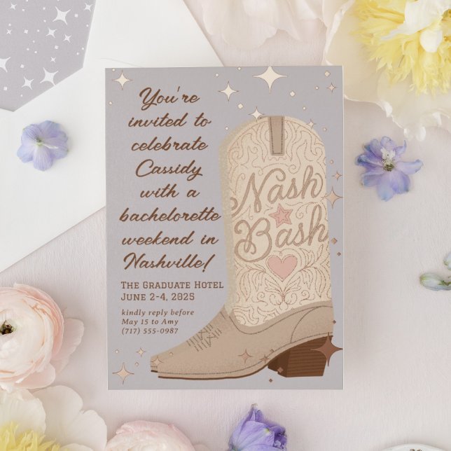 Invitation En Aluminium Nash Bash Cowgirl Boot Bachelorette Party (Créateur téléchargé)