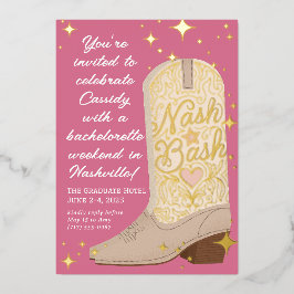 Invitation En Aluminium Nash Bash Cowgirl Boot Bachelorette Party