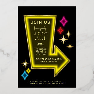 Invitation En Aluminium Neon Marquee Arrow Party