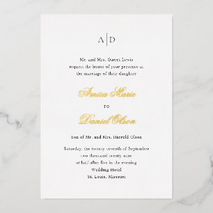 Invitation En Aluminium Nettoyer le Mariage classique noir et blanc
