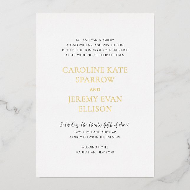 Invitation En Aluminium Nettoyer mariage élégant (Recto)