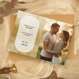 Invitation En Aluminium Nice Golden Textured Effet Mariage Initiales Photo