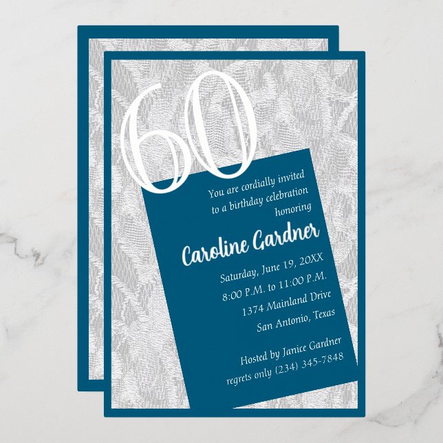 Invitation En Aluminium N'importe quel numéro Anniversaire N'importe quell (Recto/Verso)