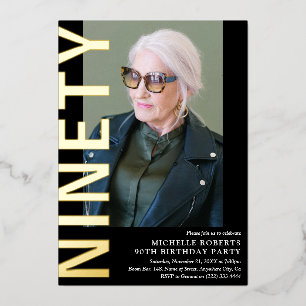 Invitation En Aluminium NINETY moderne Photo 90th Birthday Party Invitatio