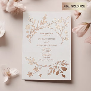 Invitation En Aluminium Noces de fleurs d'or
