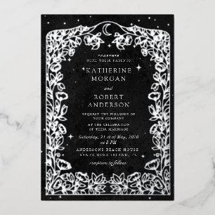 Invitation En Aluminium Noces de minuit céleste noir étoiles lune