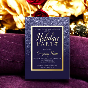Invitation En Aluminium Noël d'entreprise glitter or marine