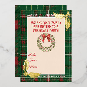Invitation En Aluminium Noël en vert avec rouge