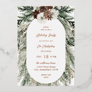 Invitation En Aluminium Noël Fleur Blanche et Sapin