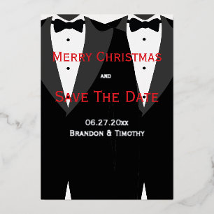 Invitation En Aluminium Noël Gay Save The Date feuille d'argent et rouge