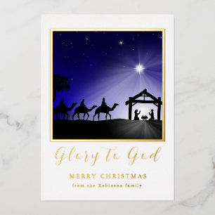 Invitation En Aluminium Noël Nativité Scène Gloire à Dieu chrétien