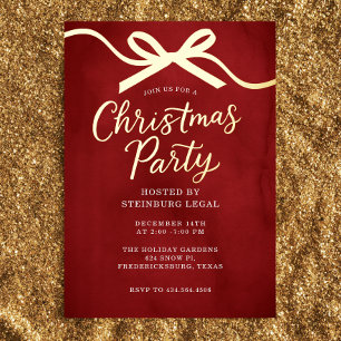 Invitation En Aluminium Nœud Festif Bureau Entreprise Soirée de Noël 
