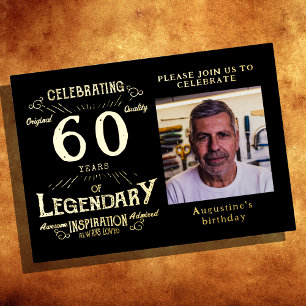 Invitation En Aluminium Noir 60e Anniversaire Or Vintage