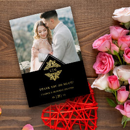 Invitation En Aluminium Noir Initiales Golden Chic Lace Romantique Mariage