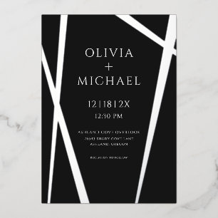 Invitation En Aluminium Noir minimaliste moderne en argent