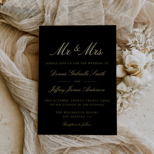 Invitation En Aluminium noir MR & MRS or mariage (Créateur téléchargé)
