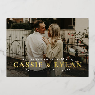 Invitation En Aluminium Nom en gras simple une photo enregistrer la date