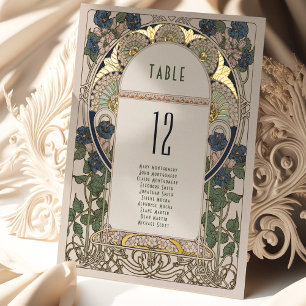 Invitation En Aluminium Nombre de tableaux Bougainvillea Mariage bleu or d