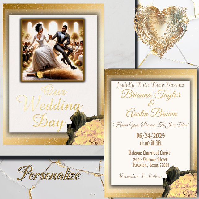 Invitation En Aluminium Notre Mariage Jour Bliss Élégant Mariage (Our Wedding Day Bliss. Personalize For Your Special For Your Special Day.)