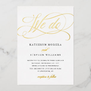 Invitation En Aluminium NOUS FAISONS Classic Calligraphy Mariage Gold