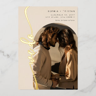 Invitation En Aluminium Nous faisons Vertical Boho Arch Beige Photo Enregi