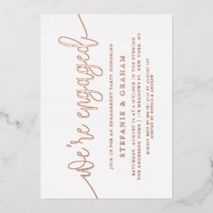 Invitation En Aluminium Nous sommes fiancés Rose Gold Foil Fête de fiançai