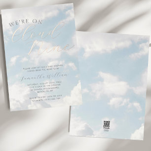 Invitation En Aluminium Nous sommes sur un nuage neuf Baby Shower Bleu